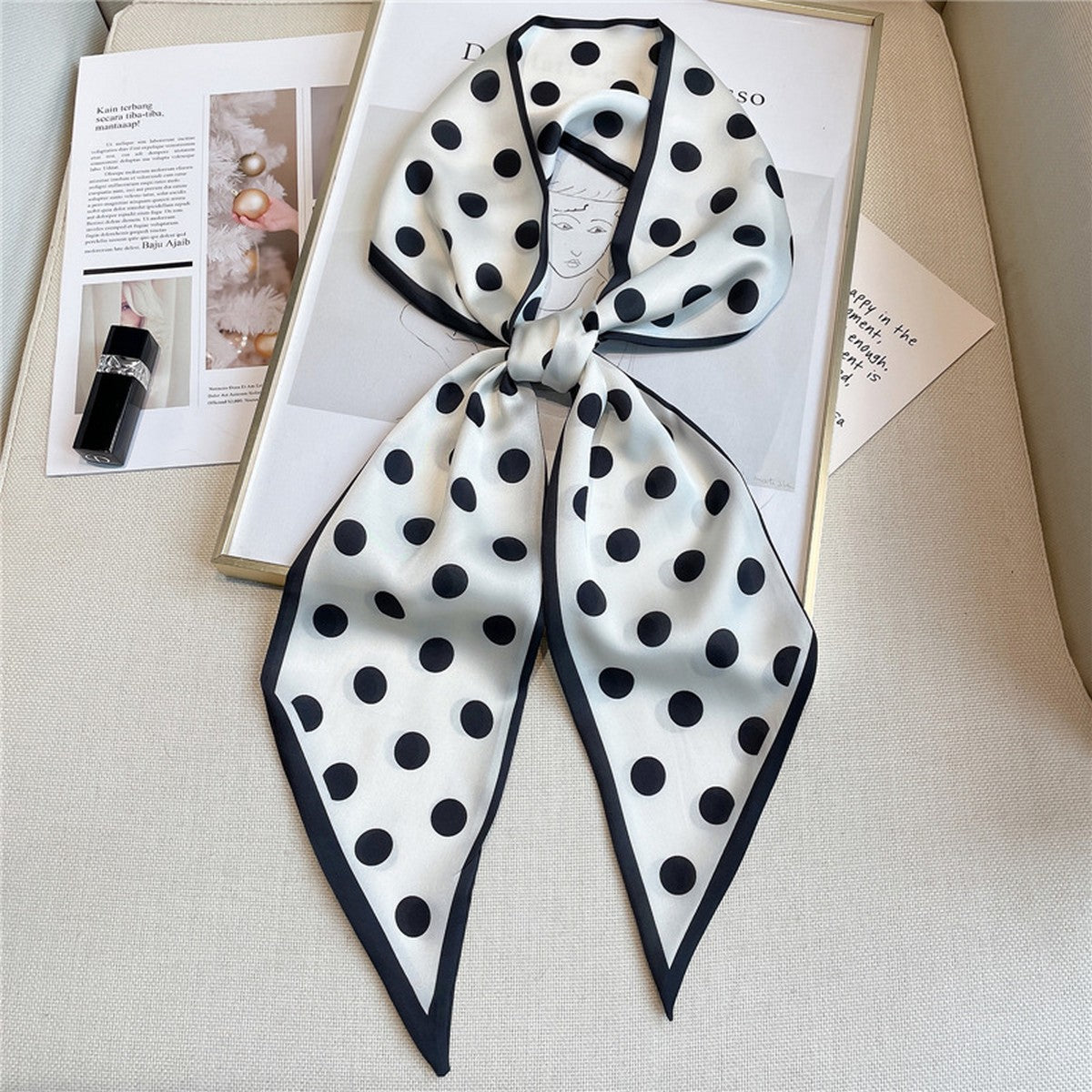 Polka dot print scarf main image 0